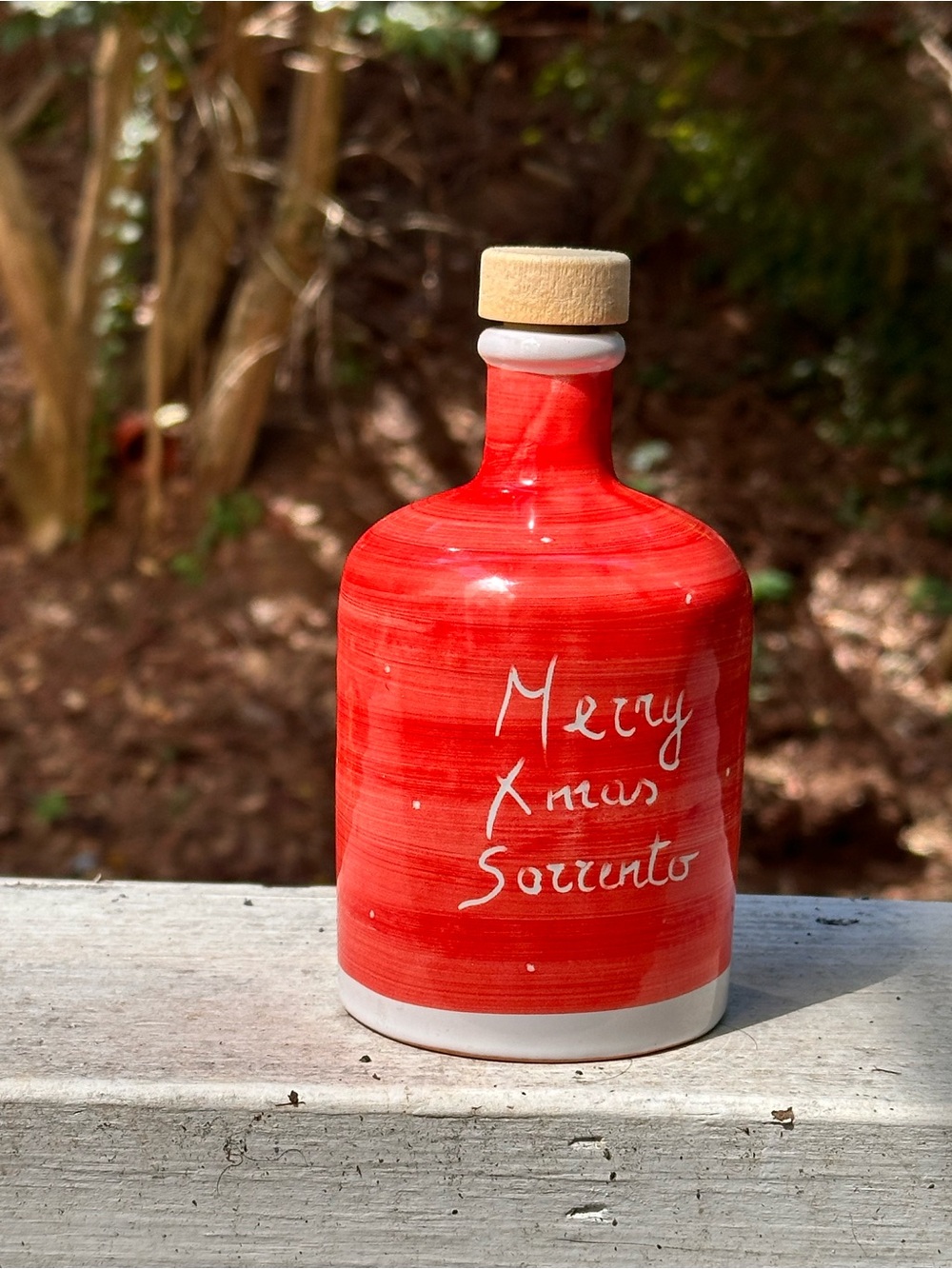 FRANTOIO GARGIULO Handmade Terracotta  Christmas Olive Oil Red Jar w/Cork EMPTY